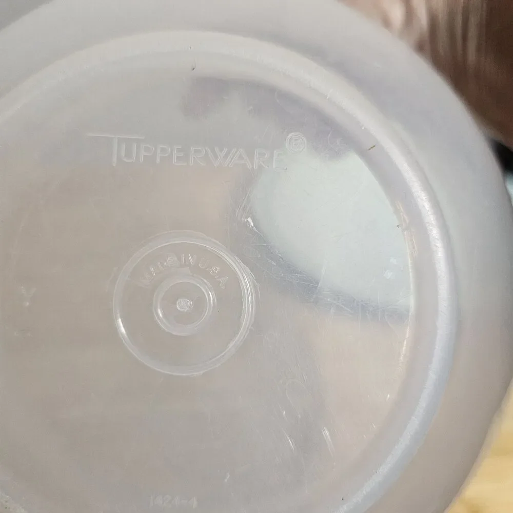 Tupperware Lettuce Keeper Bowl Turquoise Lid, Clear Vintage Storage Container